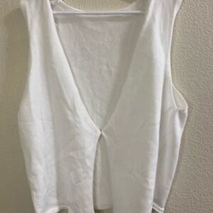 White Sleeveless‎ Women's Sweater Crop Top Small